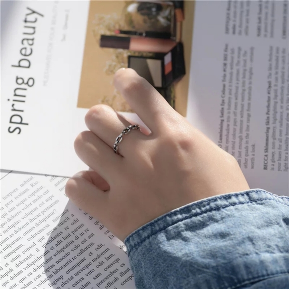 *NEW Cuban Chain Link 925 Sterling Silver Open Ring - Picture 3 of 16